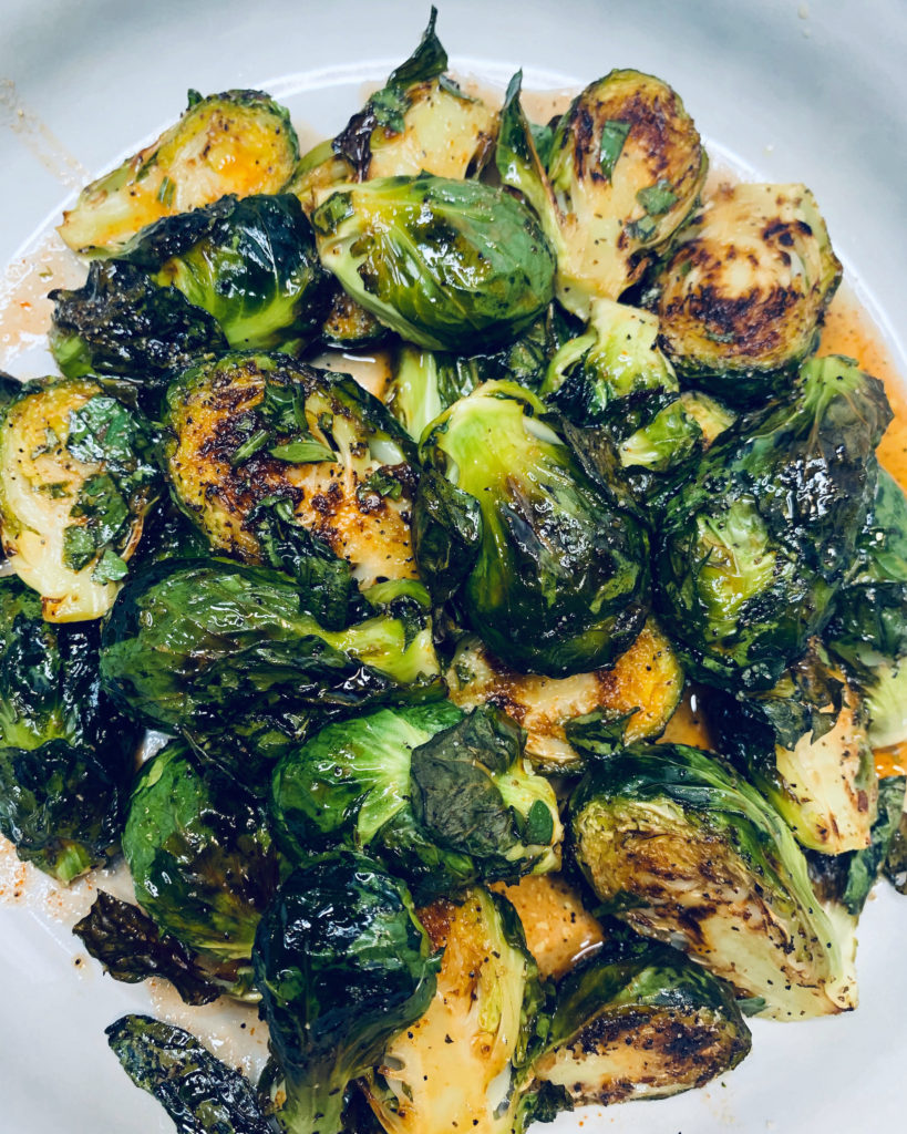 honey sriracha brussel sprouts